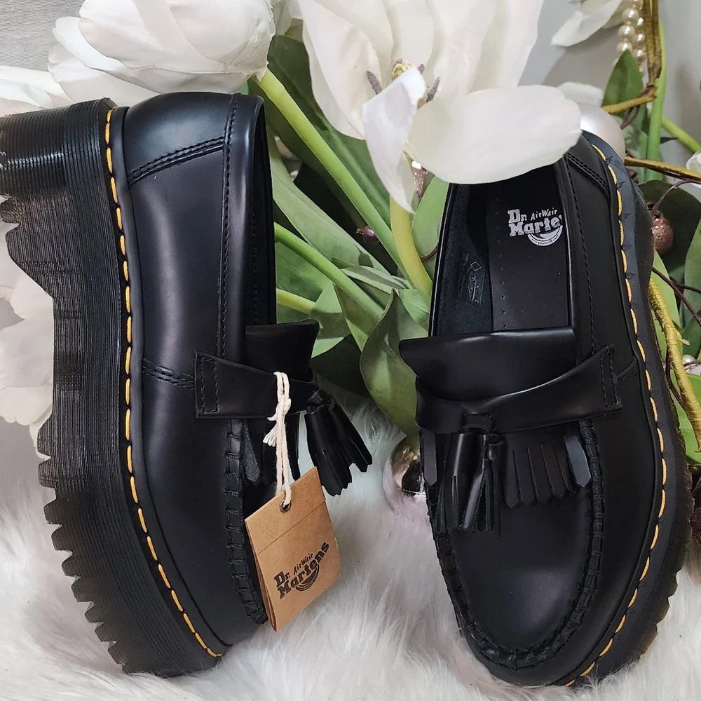 Dr Martens Adrian Leather Platform Tassel Loafers Women shoes New